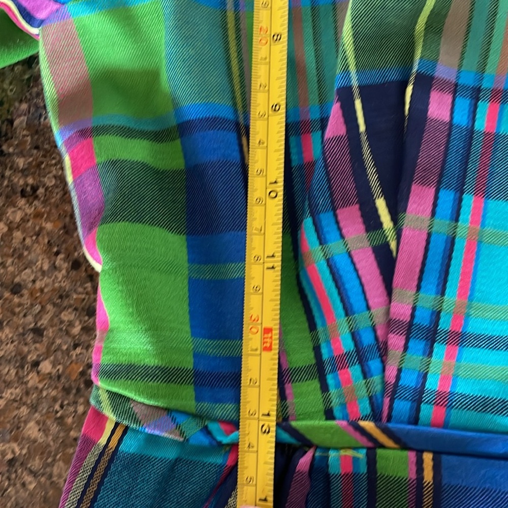 Vintage Plaid 1970’s Mod High Collar Puff Sleeve Long Dress Size Small - Picture 11 of 14